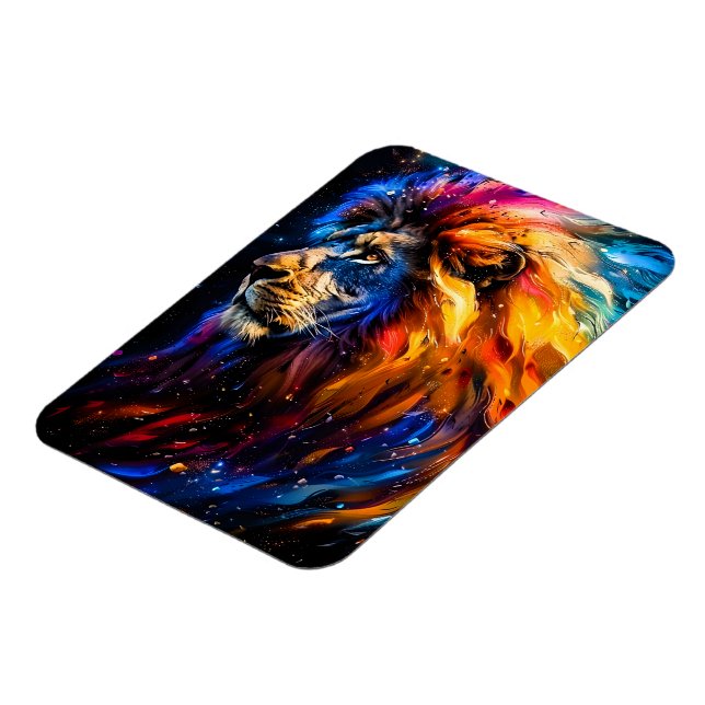 Abstract Cosmic Wildlife Lion Portrait Magnet (Left Side)