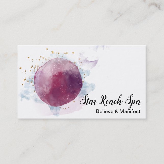 *~* Abstract Cosmo Stars Watercolor Universe Sky Business Card (Front)