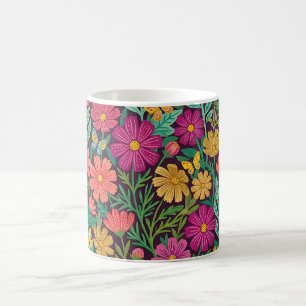 Abstract Cosmos Flowers Butterflies Coffee Mug