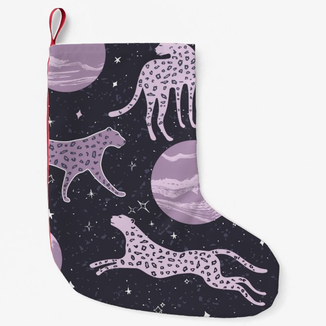 Abstract cosmos seamless pattern,galaxy background small christmas stocking (Front)