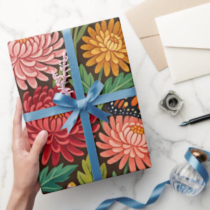 Abstract Cottage Floral Butterfly Wrapping Paper