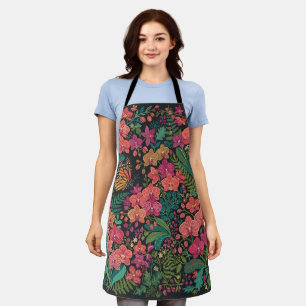 Abstract Cottagecore Orchid Butterfly Apron