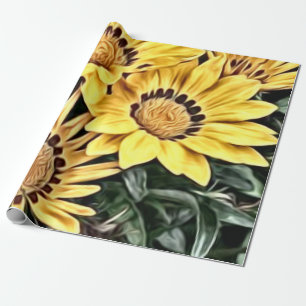 Abstract Country Yellow Daisy Wrapping Paper