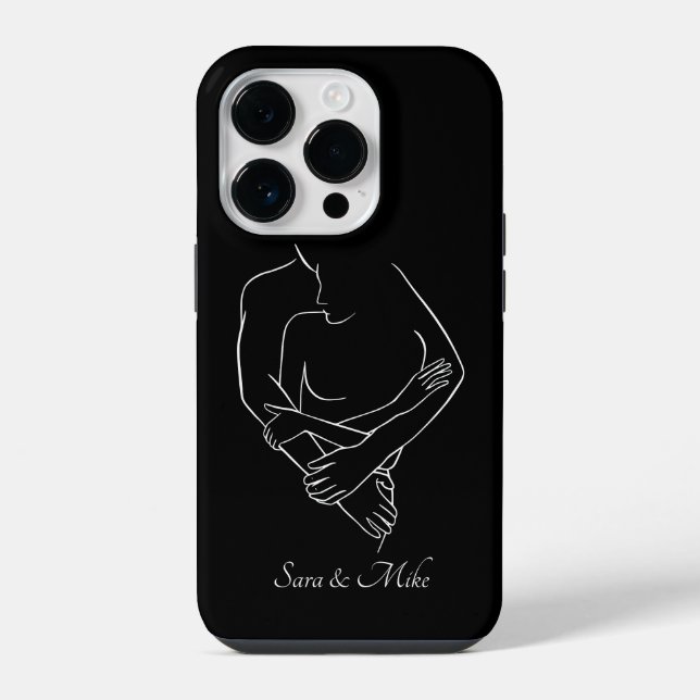 Abstract Couple Line Art , Boho Chic iPhone Case (Back)