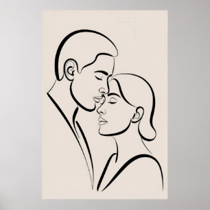 Abstract Couple One-Line Art Romantic Minimalist Poster