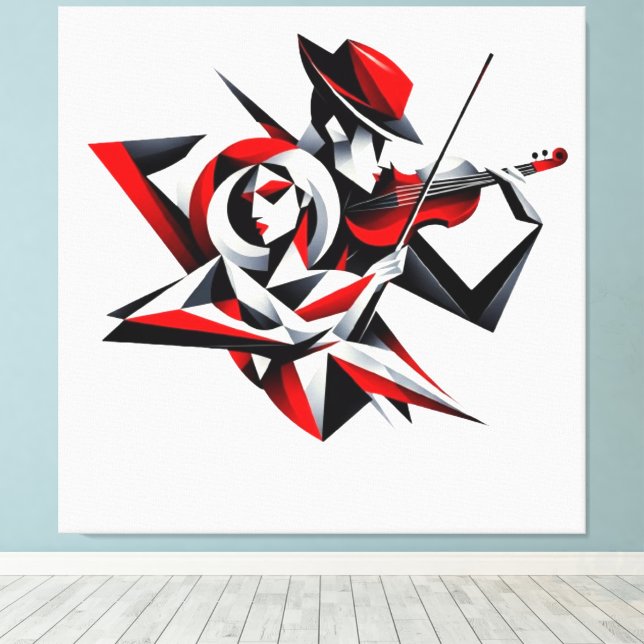 Abstract Couple with Violin Canvas Print (Insitu(Wood Floor))