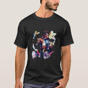 Abstract Cowboy Riding Horse in Vibrant Watercolor T-Shirt