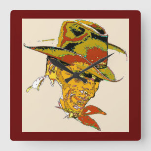 Abstract cowboy square wall clock
