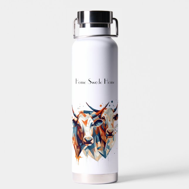 Abstract Cows, customisable Water Bottle (Back)