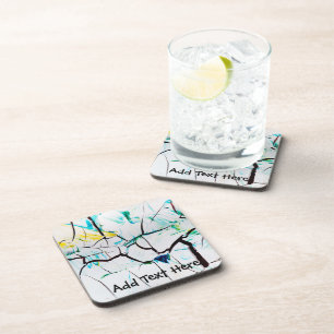 Abstract Cracks in Green Yellow and Blue Coaster