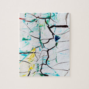 Abstract Cracks in Green Yellow Blue Jigsaw Puzzle