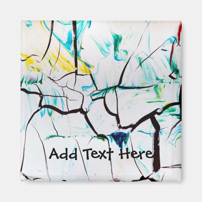 Abstract Cracks in Green Yellow Blue Magnet (Front)