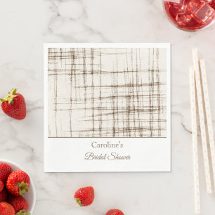Abstract Cream Brown Stripes Bridal Shower Napkin