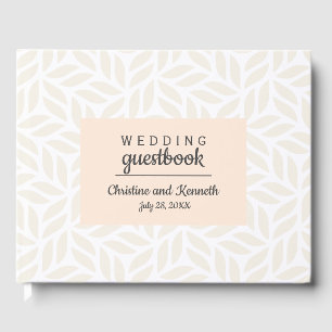 Abstract cream leaves Wedding Personalised Flower Guest Book