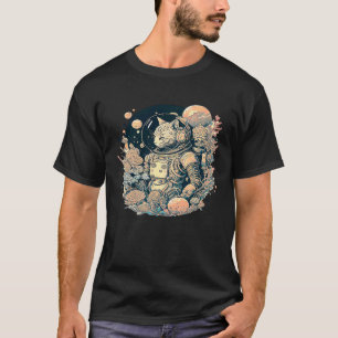 Abstract Creative Astronaut Cat with a Pop of Colo T-Shirt
