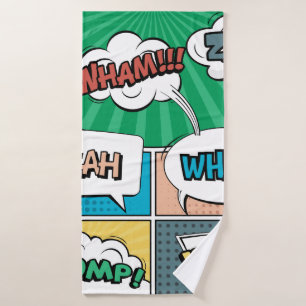 Abstract creative concept comic pop art style blan bath towel