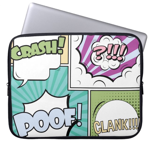 Abstract creative concept comic pop art style blan laptop sleeve (Front)
