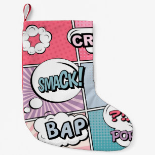 Abstract creative concept comic pop art style blan small christmas stocking