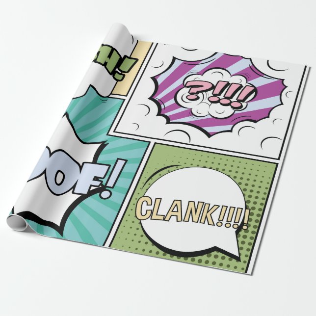 Abstract creative concept comic pop art style blan wrapping paper (Unrolled)