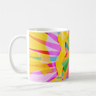 Abstract creative drawing, colourful background. coffee mug