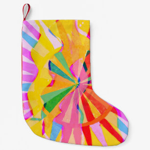Abstract creative drawing, colourful background. small christmas stocking