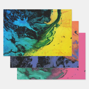 Abstract, creative, marble , green , yellow , pink wrapping paper sheet