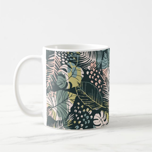 Abstract creative seamless pattern with tropical p coffee mug (Left)