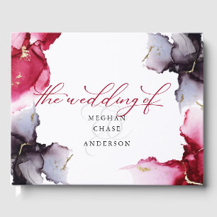 Abstract Crimson and Amethyst Geode Guest Book