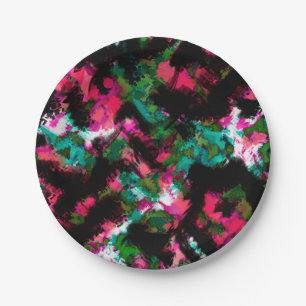Abstract crimson black paper plate