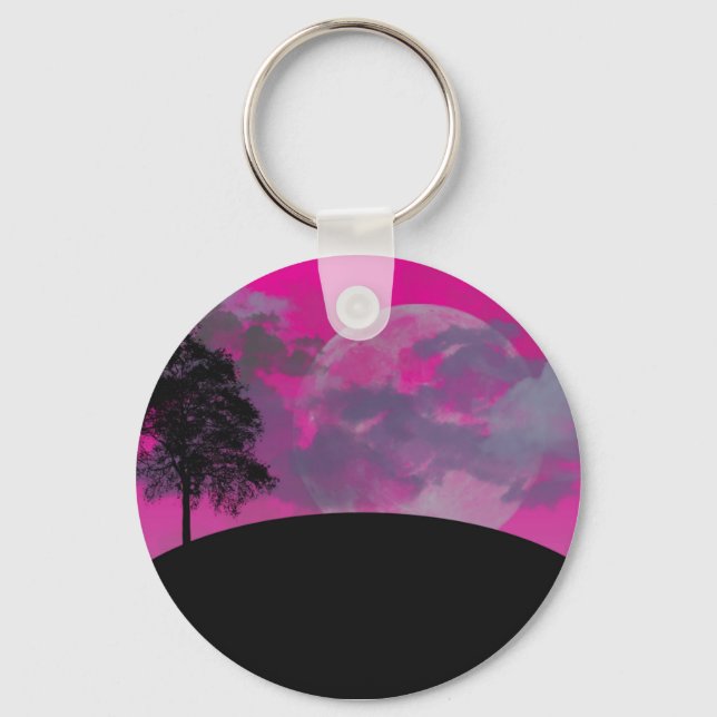 Abstract Crimson Moon Key Chain (Front)