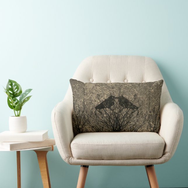 Abstract crow love bird tree gray white pillow  (Chair)