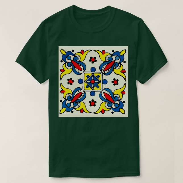 Abstract cruz mexican modern talavera tile wall T-Shirt (Design Front)