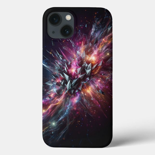 Abstract Crystal Energy Burst Phone Case - Neon  (Back)