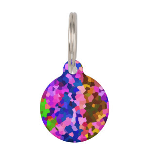 Abstract Crystaline Vibrant Mosaic Pattern Pet Tag