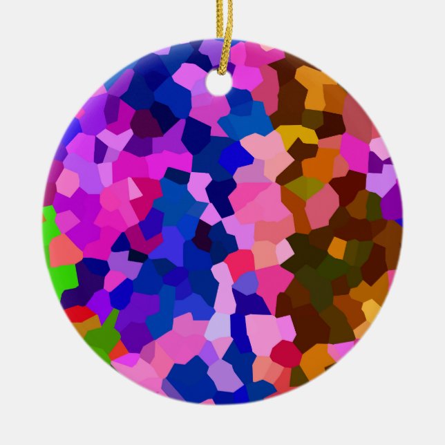 Abstract Crystalline Vibrant Mosaic Pattern Ceramic Tree Decoration (Front)