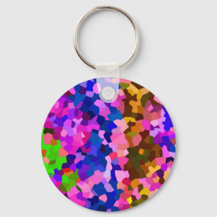 Abstract Crystalline Vibrant Mosaic Pattern Key Ring
