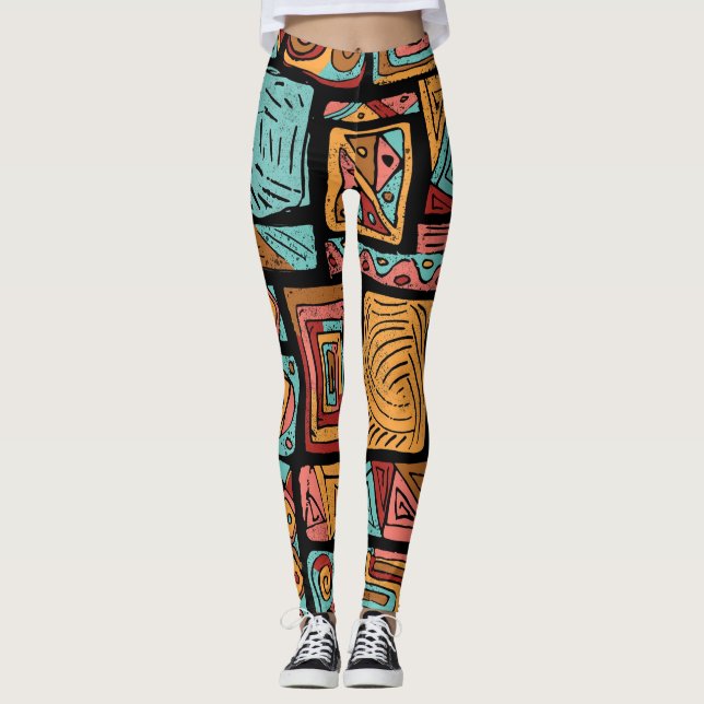 Abstract Cubes Leggings (Front)