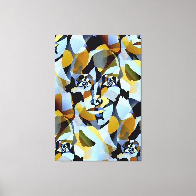 Abstract Cubism Figurative Geometric Shapes Canvas Print (Front)