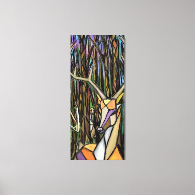 Abstract Cubism Style Painting Canvas Print - Deer (Front)