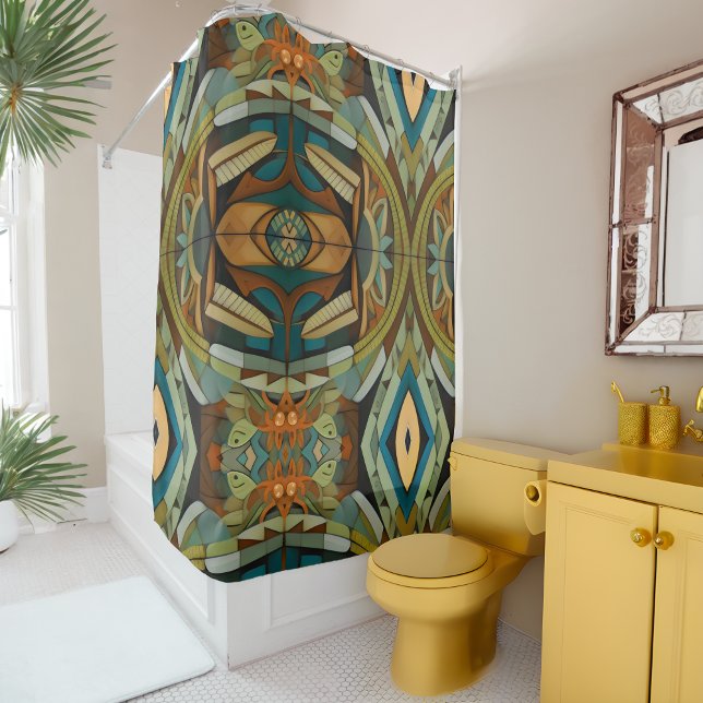 Abstract Cubist Inspired Art Deco 4 Shower Curtain (Creator Uploaded)