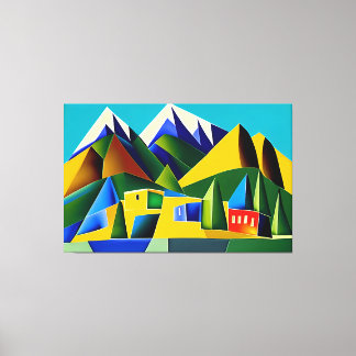 Abstract Cubist Mountains Canvas Print