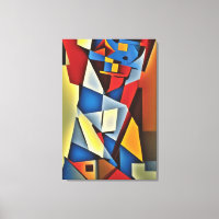 Abstract Cubist Portrait Canvas Print