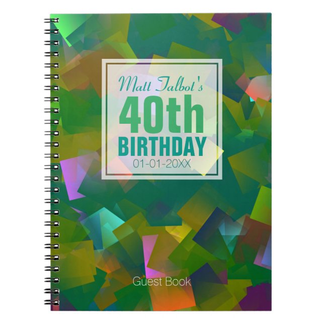 Abstract Cubist Shapes 40th Birthday Guest Book 6a (Front)