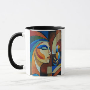 Abstract Cubist Woman Portrait Painting Modern Pos Mug