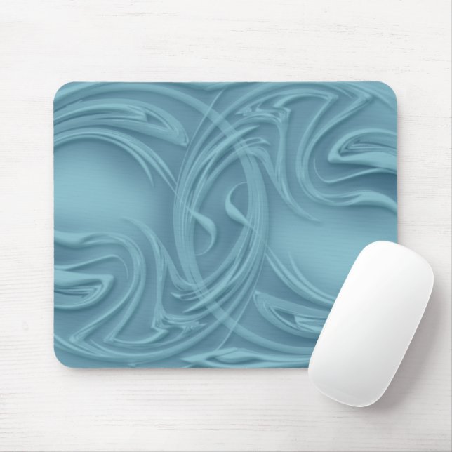 Abstract Curls Over Blue Artwork Mouse Pad (With Mouse)