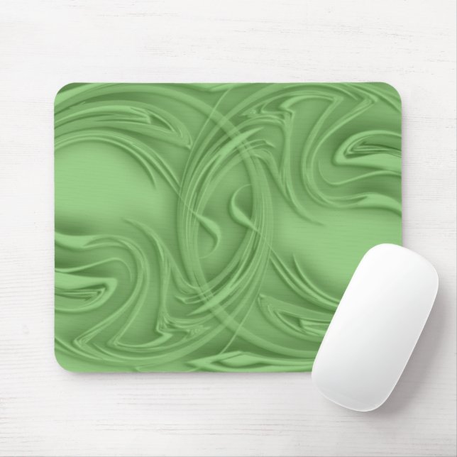 Abstract Curls Over Green Artwork Mouse Pad (With Mouse)