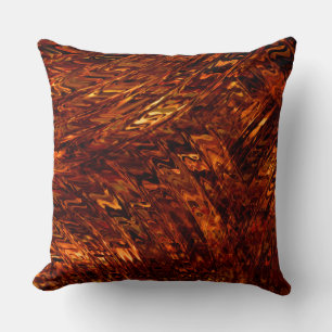 Abstract curved bands in reddish golden shades cushion