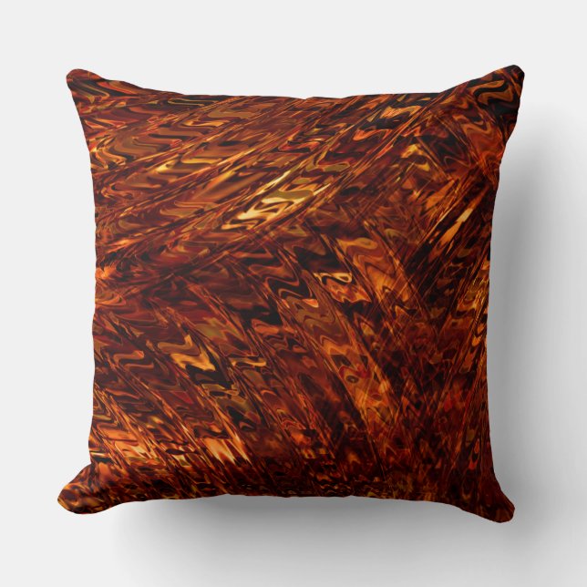 Abstract curved bands in reddish golden shades cushion (Front)