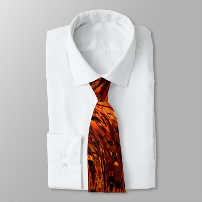 Abstract curved bands in reddish golden shades tie (Tied)