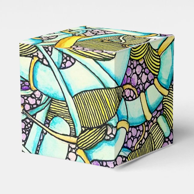 Abstract Curved Tubes Pipes Wires Drawing Favour Box (Front Side)